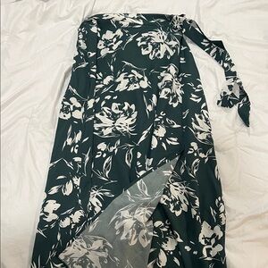 Floral Wrap Dress in Black and White